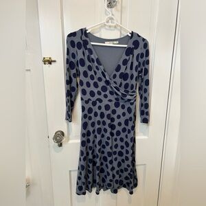 Boden Blue Polka Dot Long Sleeve Dress
